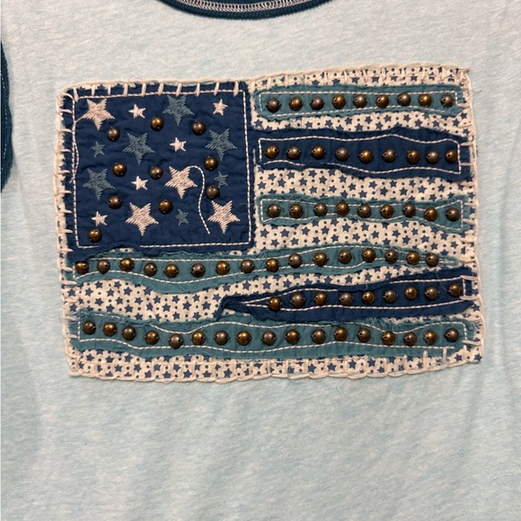 Double D Ranch Light Blue Long Sleeve Flag Tee - Picture 2 of 6